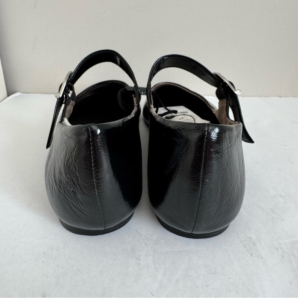 NWT ZARA LEATHER BUCKLE BALLET FLATS in BLACK size 39 /9 - Picture 13 of 16